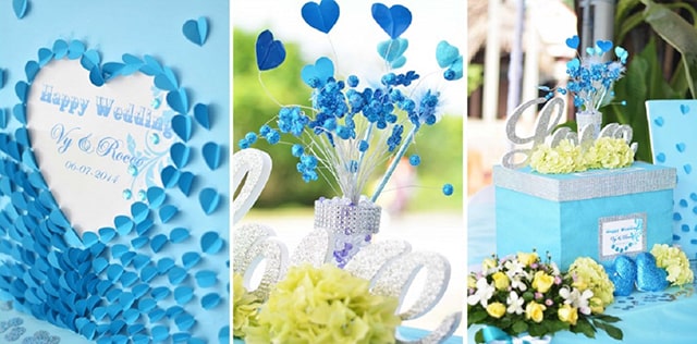 Theme tiệc cưới màu xanh là sự lựa chọn hoàn hảo, thúc đẩy cảm giác tĩnh tại, yên bình